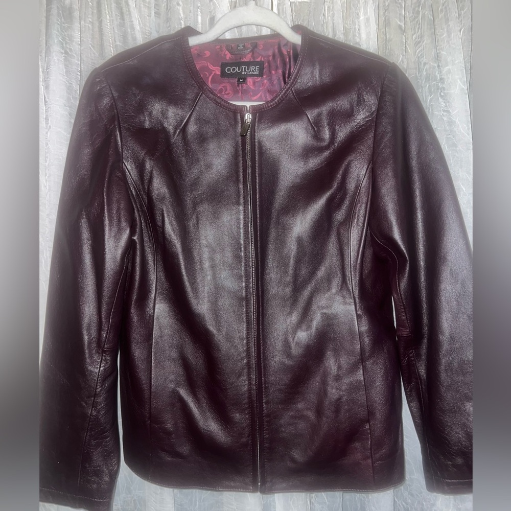Couture By J. Park Lamb Leather Women’s Maroon Jacket Medium MINT Y2K Vintage